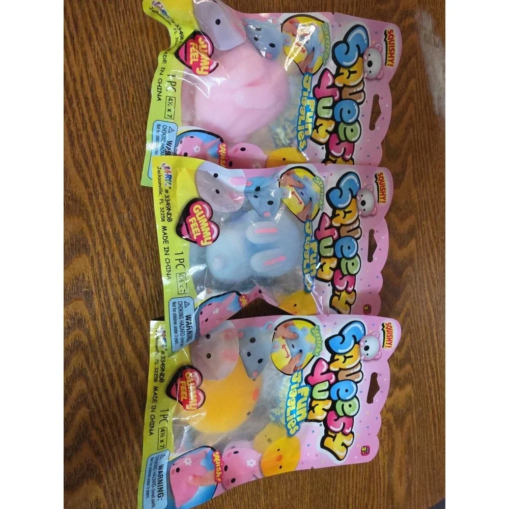 Gosh! Yum Fun Jigglies‎ Squishy Toys Yellow, Pink,blue Sensory Squeeze Lot Of 3